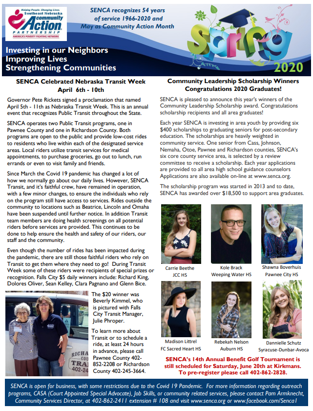 senca may newsletter