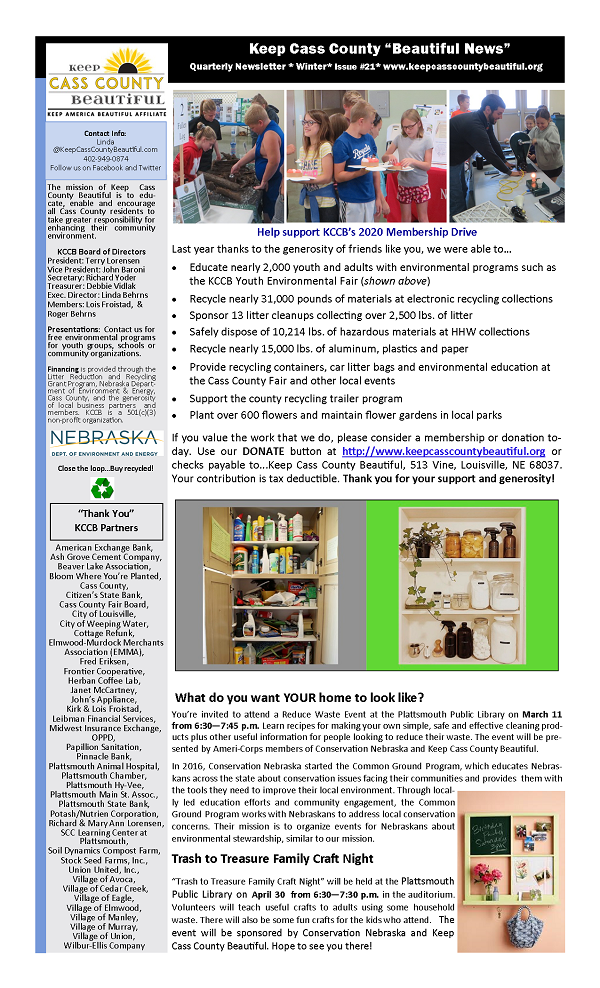 2020 Winter Newsletter page 1
