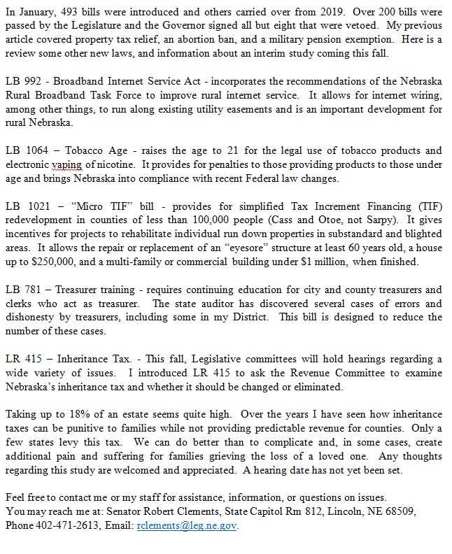 Sen Clements Letter 082120